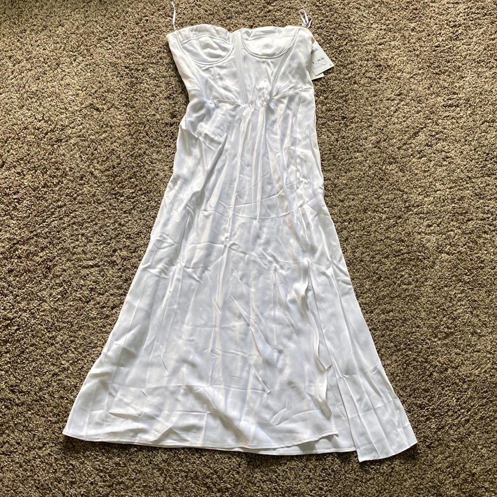 ZARA white corset strapless dress